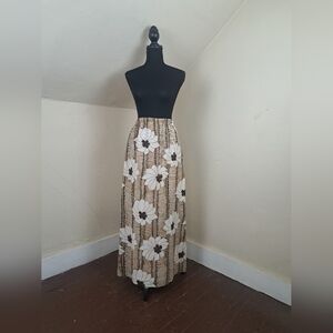 Vintage 1960-70s Nelly de Grab Metallic Floral Maxi Skirt Size XS